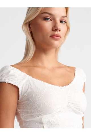 Dilvin 31848 Fiyonk Detaylı Dantel Top-beyaz Beyaz