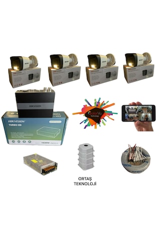 Hikvision 4 Kameralı Gece Renkli 4 Kanal E-ssd Dvr 330gb Kayıt Ci