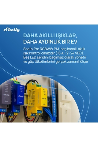 Shelly Pro Rgbww Pm Akıllı Led Renk Ve Parlaklık Kontrol Rölesi