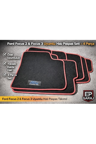 Ford Focus 2 Ve 3 Uyumlu Halı Paspas Seti 4 Parça Orta Kalın Tip 2005 2011 2011 2018