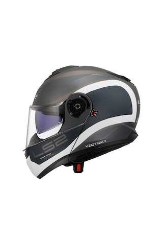 Ls2 Strobe 2 Victory Motosiklet Kaskı Mat Gri - Mavi - Kum