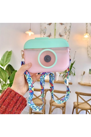 Çocuklar İçin Pratik Ve Şık 400 Ml Plastik Termos, Pembe Renkli Kampanyalı Okul Termosu Pembe