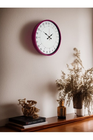 36 Cm Pembe 24 Saat Göstergeli Özel Tasarım Duvar Saati Diğer