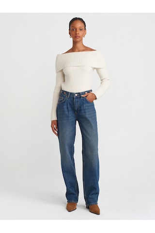 Dilvin 71761 Kemeri Apoletli Balon Denim Pantolon Tint