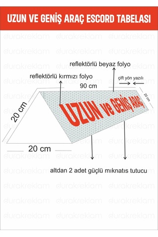 Uzun Ve Geniş Araç Mıknatıslı Tabela