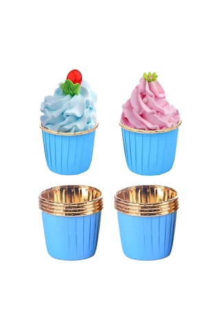 Muffin Kek Kalıbı 25 Adet Cupcake Kağıdı Mavi