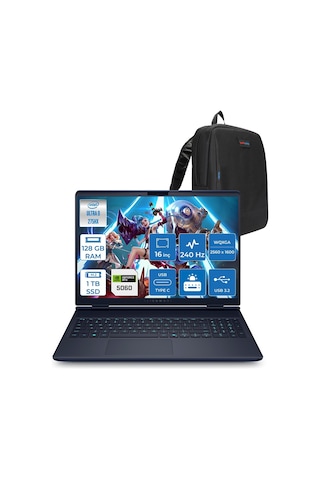 Dell Alienware 16X Aurora AC16251 AC162515060F51 Ultra 9-275HX 128 GB 1 TB SSD 8 GB RTX5060 16" Dos Dizüstü Bilgisayar + Zetta Çanta