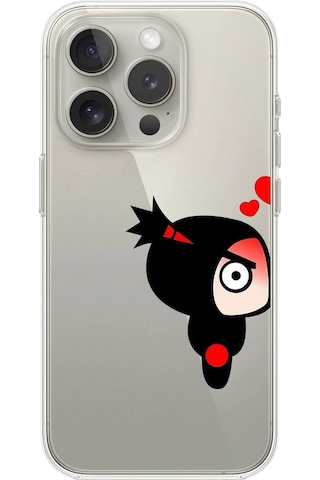 Apple Uyumlu iPhone 15 Pro Max Şeffaf Kılıf Couple Pucca 1 Tasarımlı