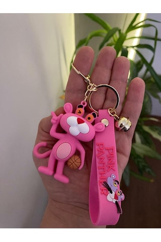 Pembe Panter Figürlü Büyük Boy Silikon Anahtarlık