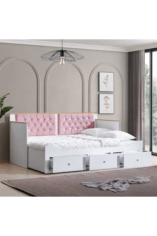 Alaçatı Divan Çekmeceli Açılır Çift Kişilik Karyola+ Soft Yatak