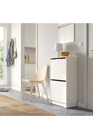 Ikea Bıssa Ayakkabı Dolabı, Beyaz, 49x28x93 Cm, 2 Bölmeli