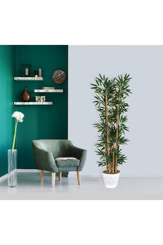 Yapay Bambu Ağacı 5 Sopalı 150 Cm Yoğun Yapraklı