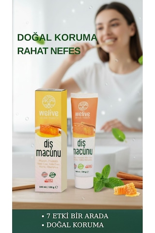 Doğal Diş Macunu 100 Ml Misvak, Propolis, Yeşil Çay, Adaçayı, Nane Ve Okaliptüs İçerikli Tam Koruma