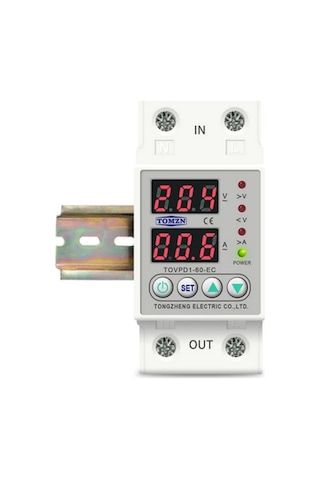 Tomzn 63A Monofaz Voltaj ve Akım Koruma Yüksek Alçak Gerilim Yıldırım Koruyucu Röle