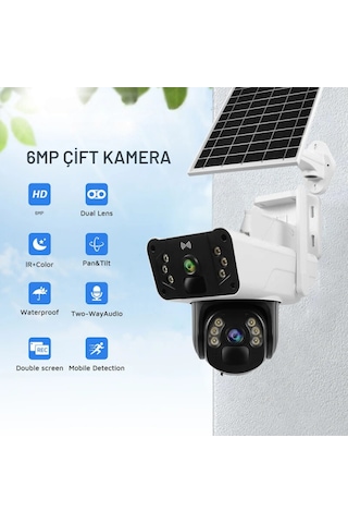 4g 12000 Mah Sim Kart Girişli Solar 6mp Güneş Enerjili Kablosuz