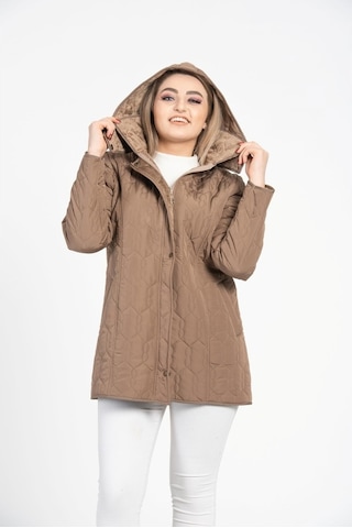Vetre Kadın Kapitone Mont (75 Cm) Vizon Büyük Beden 1014 Çok Renkli