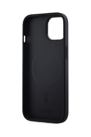 Apple Uyumlu iPhone 15 Kılıf Dkny Lisanslı M-safe Şarj Özellikli 3d Yazılı Grid Pattern Kapak Gri