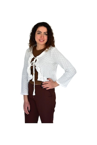 Kadın Yazlık Otantik File Bağcıklı Hırka Bgl-st04247 Ekru