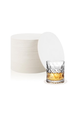 Xurunkeji 200 Adet Kalınlaştırılmış Kağıt Bardak Altlıkları, 4 İnç Tek Kullanımlık Yuvarlak Beyaz Karton Bardak Altlıkları Düğünler Catering Barlar Dıy El Sanatları İçin Beyaz