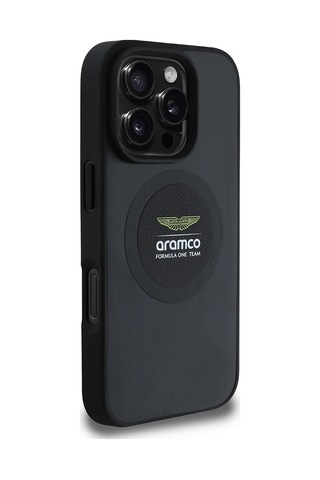 Apple Uyumlu iPhone 16 Pro Max Kılıf Aston Martin Lisanslı Magsafe Formula One Team Baskılı Kapak Siyah