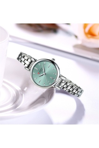 Yingfu Curren 9098 Kadın Kol Saati - Şık Paslanmaz Çelik Bileklikli Beyaz Kadranlı Moda Saati Gümüş Renkli, Altın