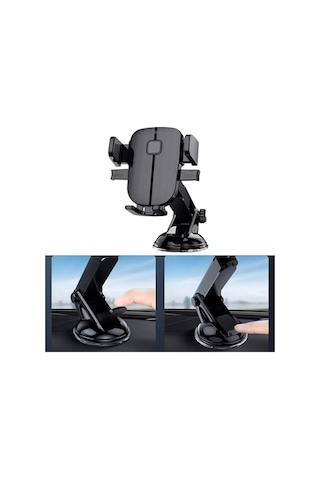 Dancemonkey Araba Teleskopik Tutucu, Vantuzlu Cep Telefonu Tutucu, Uygun Her Model, Koyu Renk, Aracında Kullanım Siyah