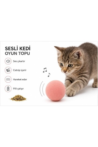 Tr Catnipli Sesli Pilli Kedi Oyuncağı, Dokunulduğunda Ses Çıkaran İnteraktif Kedi Topu, Dahili Pilli Oyun Topu, Ke