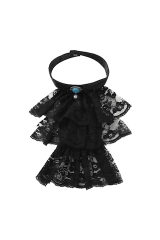 Siyah Sahte Yaka Victoria Rönesans Ayrılabilir Yaka Gömlek Ruffled Jabot Boyunluk Sahne Partisi Steampunk Süslü Elbise Kostüm Siyah