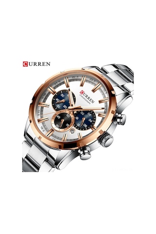 Curren 8355 Lüks Klasik İş Kuvars Erkek Saat 3atm Su Geçirmez Büyük Kasa Büyük Kadran Işıldayan Kol Saati Takvim Dakika Saniye Kronograf 24 Saat Üç Alt Kadranlı Kol Saati Alaşım Kayış Bantlı Çok Renkl Beyaz - Siyah