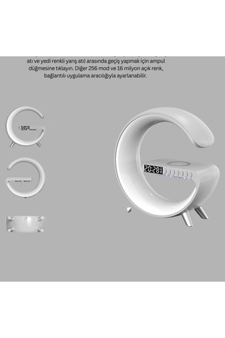 Rgb Akıllı Uyku Lambası Gündoğumu Alarmı, Kablosuz Şarj Ve Müzik Çalar