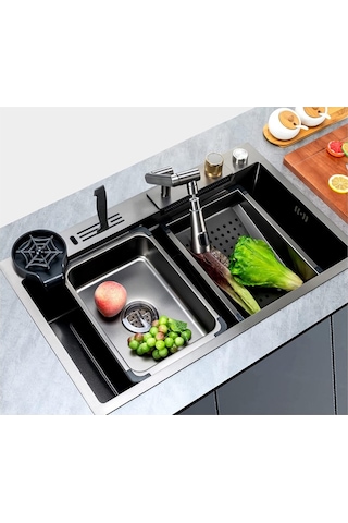 Dijital Çelik 7 Fonksiyon Full İthal Akıllı Eviye Ve Batarya Seti Antrasit Gri