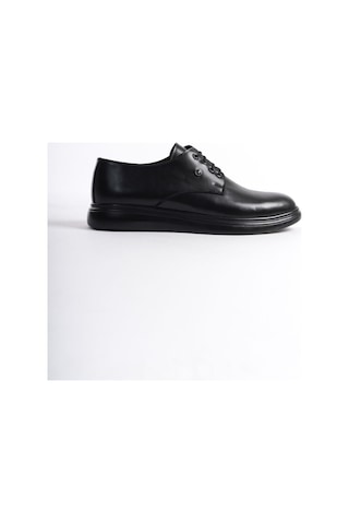 Mubiano Mbrgn86-s Siyah Erkek Cilt Bağcıklı Loafer Siyah