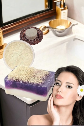 3'lü Yüz Temizleme Leke Akne Ölü Deri Peeling Ruşur Taşı Masaj Etkili Keçi Sütü Lanta Sabun