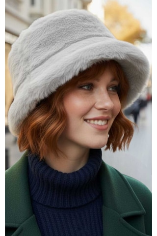 Uniquetrenders Kadın Peluş Bucket Şapka Gri