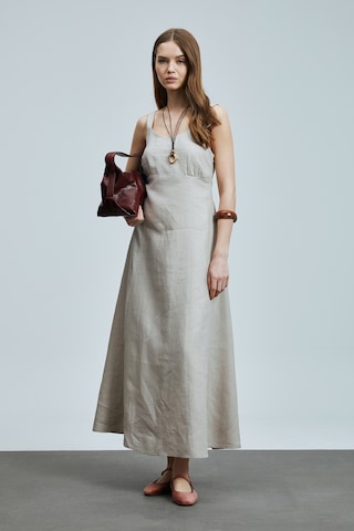 Lufian Selene Kadın Askılı Keten Elbise Bej Bej 121290015100550 Bej