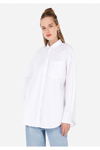Colin's Colins Relaxed Fit Shirt Neck Düz Kadın Beyaz Uzun Kol Gömlek Cl1070174 Q1.v2 Wht Beyaz