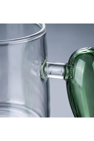Damla Kulplu Cam Bardak Renkli Cam Kulplu Modern Kahve Ve Çay Bardağı Yeşil Mt-112 Mavi