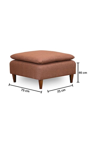 Lungo Puf 75 75 - Açık Kahve Keten Açık Kahverengi