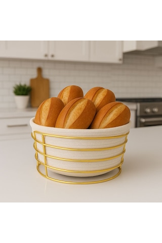 Gold Demirli Beyaz Hasır Bezli Ekmeklik Meyvelik