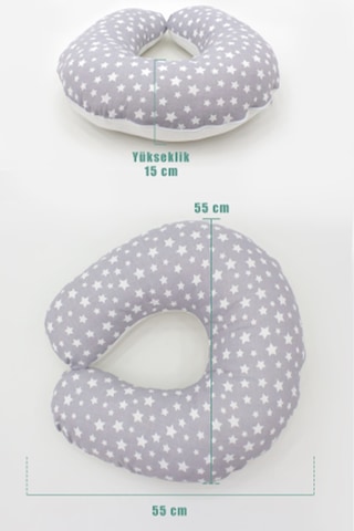 Mordesign Bebek Emzirme Önlüğü Ve Yastık 2' Li Avantajlı Set, Stars Serisi, Gri Zg920-1