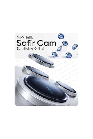 İphone 17 Pro / 17 Pro Max / 16 Pro / 16 Pro Max İle Uyumlu%100 Orijinal Gerçek Safir Cam Cihazın Kendi Lensleri İle Aynı Kalitede Lens Koruyucu Kamera Camı Gümüş