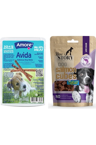 Avida 12li Balık Etli Tahılsız Sticks, Salmon-cubes Köpek Ödülü