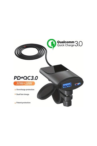 Honeybeeshop 12v Tip C Usb Hızlı Şarj Cihazı Pd Qc3 Evrensel Motosiklet Araba Telefon Şarj Aleti App Huawei Uyumlu