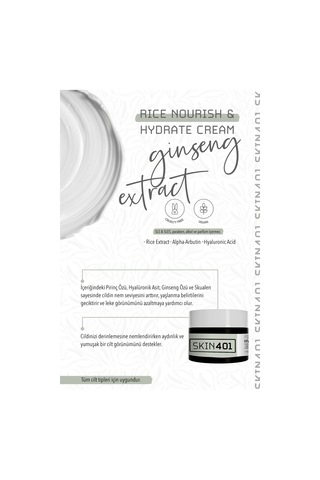 Skin401 Pirinç Özlü Besleyici & Nemlendirici İpeksi Krem 50ml