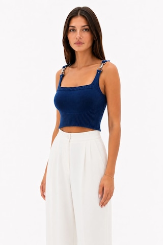 Neden Tekstil Mavi Aura Askılı Crop Bluz - Saks Mavisi