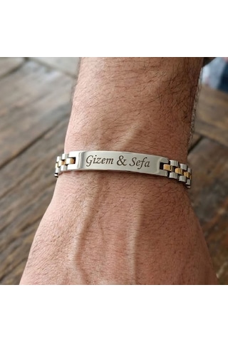 Pigado İsme Kişiye Özel 316l Paslanmaz Çelik Rolex Erkek Bileklik Gri