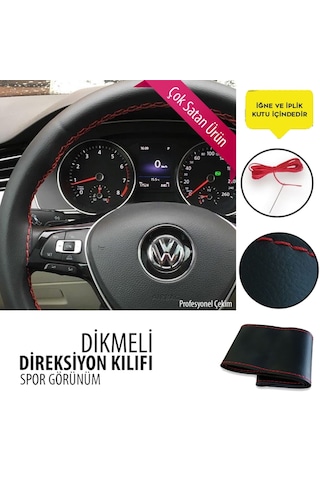 Dikmeli Direksiyon Kılıfı Siyah Beyaz Kırmızı Gri Bej Dikişli