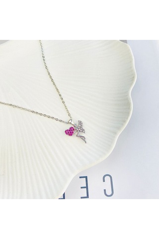 Peri Kadın Kolye Peri Kızı Zirkon Taşlı Silver Kolye 45cm Gümüş