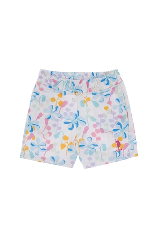 U.S. Polo Assn. Kız Çocuk Beyaz Çiçek Desenli Relax Fit Örme Şort 50299996-VR013