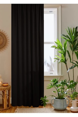 Home Color Home Siyah Petek Kadife Dokulu Fon Perde Düz Dikişli Ekstrafor Büzgü 1.sınıf Kalite Siyah